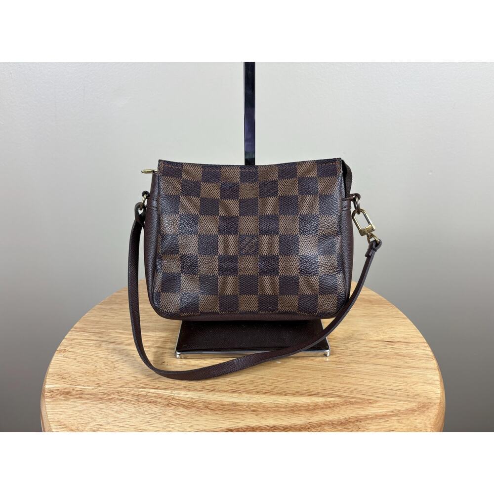 Authentic Louis Vuitton Damier Ebene Trousse Clutch Monogram Bag w/ Strap